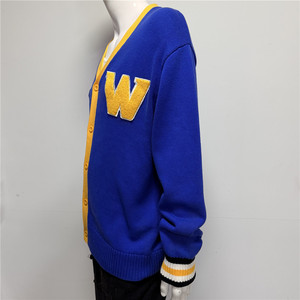 Men's Winter Sports Team <strong>Cardigan</strong> 100% Cotton V-Neck Button-Up Sweater Letter Patch Embroidery ODM Custom <strong>Varsity</strong> Knitwear - Product Image 2