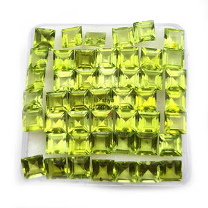 Cuentas de piedras preciosas sueltas facetadas de corte cuadrado de peridoto Natural de 6mm para fabricación de joyería piedra calibrada de peridoto de alta calidad al por mayor - Product Image 2