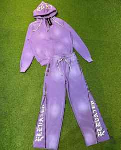 Survêtement imprimé personnalisé de haute qualité pour hommes pantalon évasé survêtement décontracté avec capuche et pantalon ensemble pour l'hiver - Product Image 5