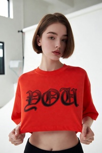 Camiseta Corta Moderna para Mujer, Estilo Casual Urbano, Prenda de Verano, Tela Suave, Ligera, Transpirable, Moda Juvenil para Uso Diario - Product Image 2