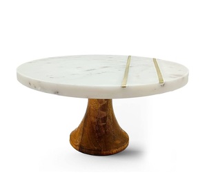Support à gâteau pour fête d'hôtel, meilleurs fournitures, design luxueux, forme ronde, support à gâteau en bois et en marbre, artisanat indien - Product Image 5