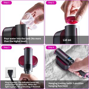Stiratore a Vapore Elettrico Mini Professionale con Display LCD Intelligente, <span class=keywords><strong>Ferro</strong></span> da Stiro Portatile da Viaggio - Product Image 4