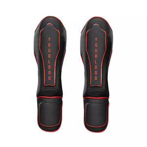 Espinillera Muay Thai de cuero de vaca con logotipo personalizado de alta calidad al por mayor para protección - Product Image 1