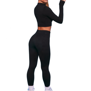 Custom Women Sports Wear Bra And Leggings <b>Gym</b> Fitness Clothing Polyester Spandex Two Piece Yoga <b>Set</b> with OEM service - Product Image 2