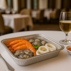 Plateau en aluminium avec logo personnalisé pour l'emballage alimentaire de contenants jetables en aluminium écologique et résistant à la chaleur - Product Image 1