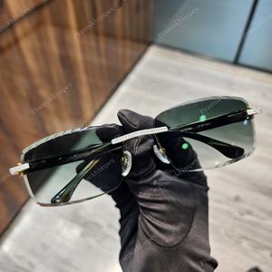 Hot Selling VVS Moissanite Diamond Hip Hop Rapper Style Anti-Reflective <b>Rimless</b> Green Shades Inspired Studded Iced <b>Sunglasses</b> - Product Image 5