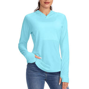Senderismo Pesca al aire libre Mujer UPF 50 + Camisa de protección solar Manga larga Sudadera con capucha ligera Camisas UV para mujer - Product Image 1