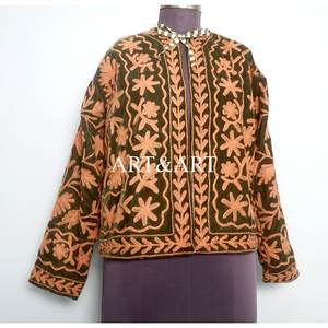 Women Embroidered <b>Velvet</b> Suzani Full Sleeves <b>Quilted</b> Eco-Friendly Cotton High Quality Jacket Gift - Product Image 1