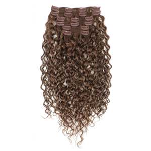 Extensions de cheveux vierges brésiliens à clipser, 8 pouces, lisses Yaki, couleur 1B brun cannelle - Product Image 1