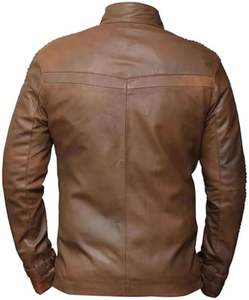 Veste en cuir de mouton véritable marron vintage pour hommes emblématiques Style motard de haute qualité inspiré par le tissu de toile de célébrités - Product Image 6
