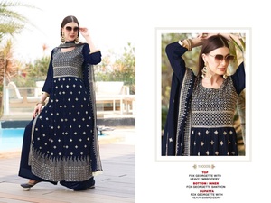 ชุดปากีสถานผ้าจอร์เจตต์เนื้อหนา ปักลาย สำหรับขายส่ง - Product Image 2