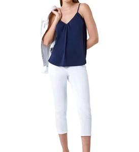 Débardeur côtelé bleu foncé pour femmes pour Fitness Yoga Running Sports-Vente en gros Vêtements d'entraînement à manches courtes - Product Image 4