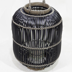 Linterna de tormenta de tejido de polietileno vietnamita tradicional, portavelas tejido de polietileno con mango, linterna de plástico para decoración de jardín y hogar - Product Image 2