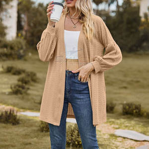 Cárdigan clásico para mujer con cuello redondo y cierre completo de botones Cárdigan de palangre para mujer con tela ligera - Product Image 2