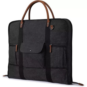 Leather Canvas Garment Bag Suit Carrier Foldable Waterproof Travel Organizer Zippers Durable Design for Business Use CGB-0025 - Product Image 4