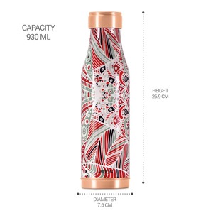 Luxury Printed Design Copper Bottle Stylish Pure Copper Water Bottle Eco Friendly Leakproof <b>Flask</b> for Home Office & Travel Use - Product Image 5