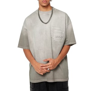 Vente en gros T-shirt Hip Hop vierge de haute qualité en coton surdimensionné T-shirt Vintage personnalisé avec décoloration par le soleil - Product Image 3