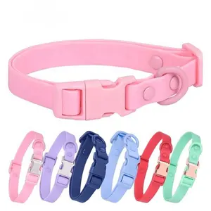 Macaron Gekleurde Pet Kraag Roest-Proof Pvc Gecoate Webbing Pvc Gewikkeld Tape Hond Halsband Waterdichte Aangepaste Pvc Hond Halsband