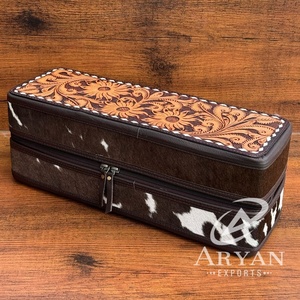 ¡Novedad de 2025! Estuche de joyería de viaje de cuero mecanizado a mano de lujo personalizado de gran capacidad, cajas de almacenamiento de joyería de piel de vaca de alta calidad - Product Image 1