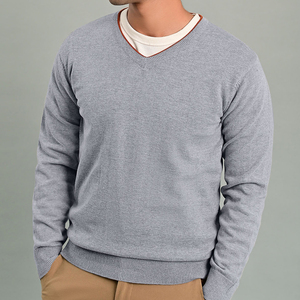 เสื้อสเวตเตอร์แบบสวมหัวแฟชั่นสำหรับผู้ชายเสื้อถักคอวีมีซิประบายอากาศได้ดีการตกแต่งลวดลายโลโก้ให้ความอบอุ่นขนาดใหญ่พิเศษ - Product Image 6