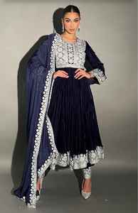 Best Price High Quality Vintage Embroidered Floor-Length Solid Afghan Adults Girls Kuchi Flared Frock Trousers 2-Piece <b>Lace</b> - Product Image 5