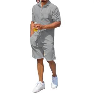 Conjunto deportivo de 2 piezas de satén transpirable informal de verano para hombre 2024, camisas y pantalones cortos - Product Image 6