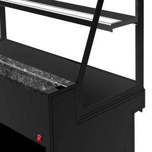 Comptoir de pâtisserie TORONTO - 1800x800mm - façade noire - plan de travail en granit - avec 1 étagère en verre - éclairage LED - Product Image 6