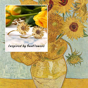 Jeulia Sunflower Painting Inspired Sterling <b>Silver</b> <b>Stud</b> Earrings - Product Image 4