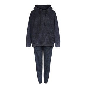 Conjunto de Sudadera con Capucha y Pantalones Deportivos Extra Grandes para Mujer, Estilo Vintage Lavado al Ácido, con Logotipo Personalizado - Product Image 1