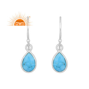Boucles d'oreilles pendantes en argent sterling fin Turquoise, fabricant de bijoux personnalisés, dernière tendance - Product Image 1
