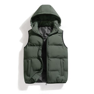 Venta caliente de los hombres cálidos Reversible transpirable grueso acolchado Puffer chaleco sin mangas prendas de vestir exteriores con capucha desmontable - Product Image 3