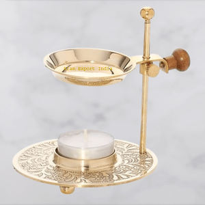 Quemador de incienso árabe recién llegado Vintage quemador de carbón de puerta trasera quemador ajustable perilla de madera acabado dorado mate fragancia para el hogar - Product Image 1