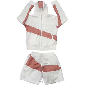 Ensemble court réversible à capuche en nylon imprimé automne, respirant, avec cordon de serrage, veste coupe-vent, survêtement en polyester, streetwear - Product Image 1