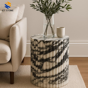 Muebles de Lujo, Pedestal de Mármol Personalizado, Mármol Calacatta Viola, Decoración Moderna para el Hogar, Pedestales Cuadrados de Mármol para Sofá - Product Image 5