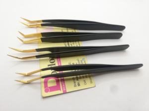 Pinzas para pestañas de acero inoxidable chapadas en oro Dorlon, puntas de precisión duraderas, herramientas de extensión de pestañas sostenibles, Pakistán - Product Image 4