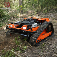 Tondeuse à gazon industrielle télécommandée 16 CV, 224 cm³, 4 temps, sur chenilles, avec bac de ramassage de 300 L