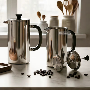 Caffettiera French Press in Acciaio Inossidabile Nero Opaco di Alta Qualità per Cucine Moderne, Vendita all'Ingrosso - Product Image 1