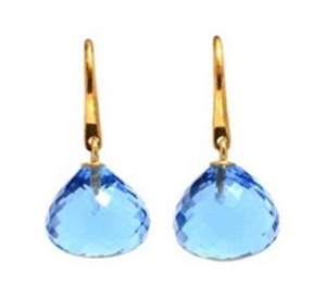 Boucles d'oreilles en argent Sterling 925 en forme de Trillion avec topaze bleue et Quartz - Product Image 1