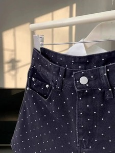 กางเกงยีนส์ขาสั้นสำหรับผู้หญิงกางเกงขาสั้นผ้าฝ้าย100% สำหรับ2025มีสไตล์พิมพ์ลายหินระดับพรีเมี่ยม - Product Image 3