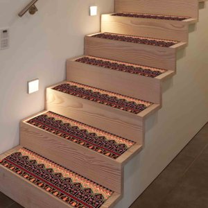 Alfombra con Estampado Étnico, Alfombra Decorativa Bohemia Moderna para Escaleras y Puertas, Alfombra Delgada No Tejida - Product Image 2