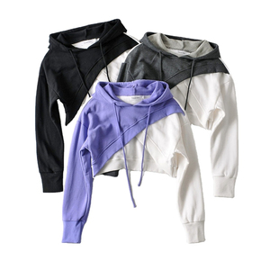 High Quality Comfortable Fashion New Custom <b>Women</b> Fitness Crop <b>Top</b> Hoodie With Drawstring Woman Hoodies - Product Image 1