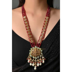 <span class=keywords><strong>Ruby</strong></span> đền mỹ trang sức dài mặt dây chuyền thiết lập với bông tai mạ vàng có tính năng Zircon và ngọc trai nước ngọt cho các bên hoặc quà tặng - Product Image 5