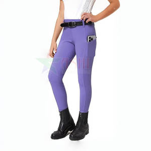 Leggings d'équitation pour enfants et femmes, coupe régulière, taille mi-haute, en spandex/polyester, imperméables, coupe-vent, couleur personnalisable - Product Image 1