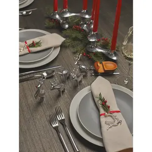 Reno de nariz roja, decoración navideña, acentos festivos para centro de mesa de vacaciones, exhibición de estantería, tela eléctrica de Papá Noel - Product Image 3