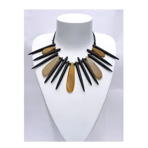 2024 produk baru kalung tanduk liontin perhiasan Produsen pemasok eksportir perhiasan kalung berlian hitam India