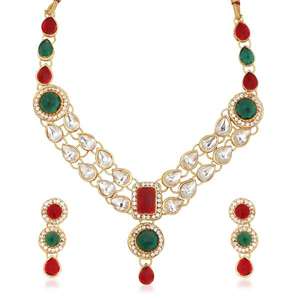 Vivant Charms Parure bijoux fine Kundan Stone Collier plaqué or - Product Image 1