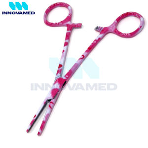 คีมหนีบห้ามเลือด5.5แบบตรงมีรอยหยักรูปหัวใจสีชมพูใช้ซ้ำได้เครื่องมือผ่าตัดด้วยมือมีการสนับสนุนทางออนไลน์ - Product Image 4