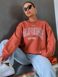 Sudadera de manga larga informal deportiva Vintage para mujer, sudaderas con capucha personalizables con estampado de letras y cuello redondo de talla grande para otoño - Product Image 5