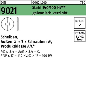 Arandelas Planas de Acero DIN 9021 4.3 X 12 X 1 mm 140/100 HV Paquete de 5000 Piezas - Product Image 1
