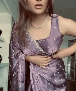 Pakaian etnik India baju pesta desainer baru Saree Barbari sutra dengan batu berlian Zarkar berat Saree kerja dengan blus potongan